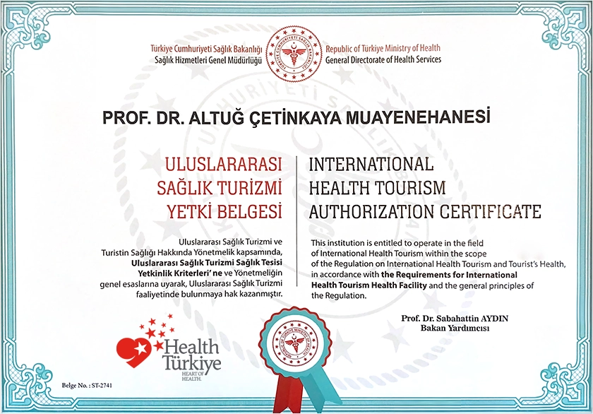 Uluslararası Sağlık Turizmi Yetki Belgesi
